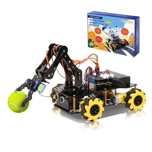 ACEBOTT 5DOF arm front view for hands-on STEM learning and object grabbing.
