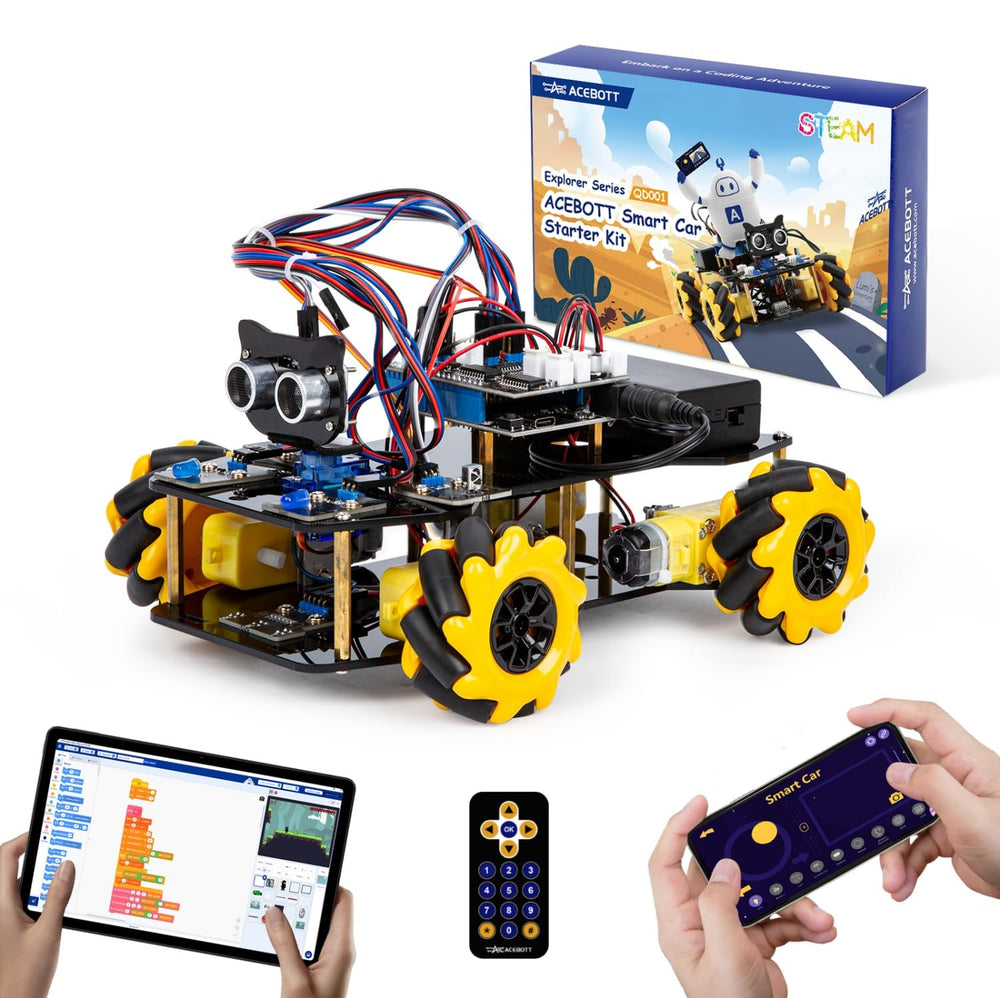 ACEBOTT Robot Kit front view highlighting compact design for hands-on STEM learning.