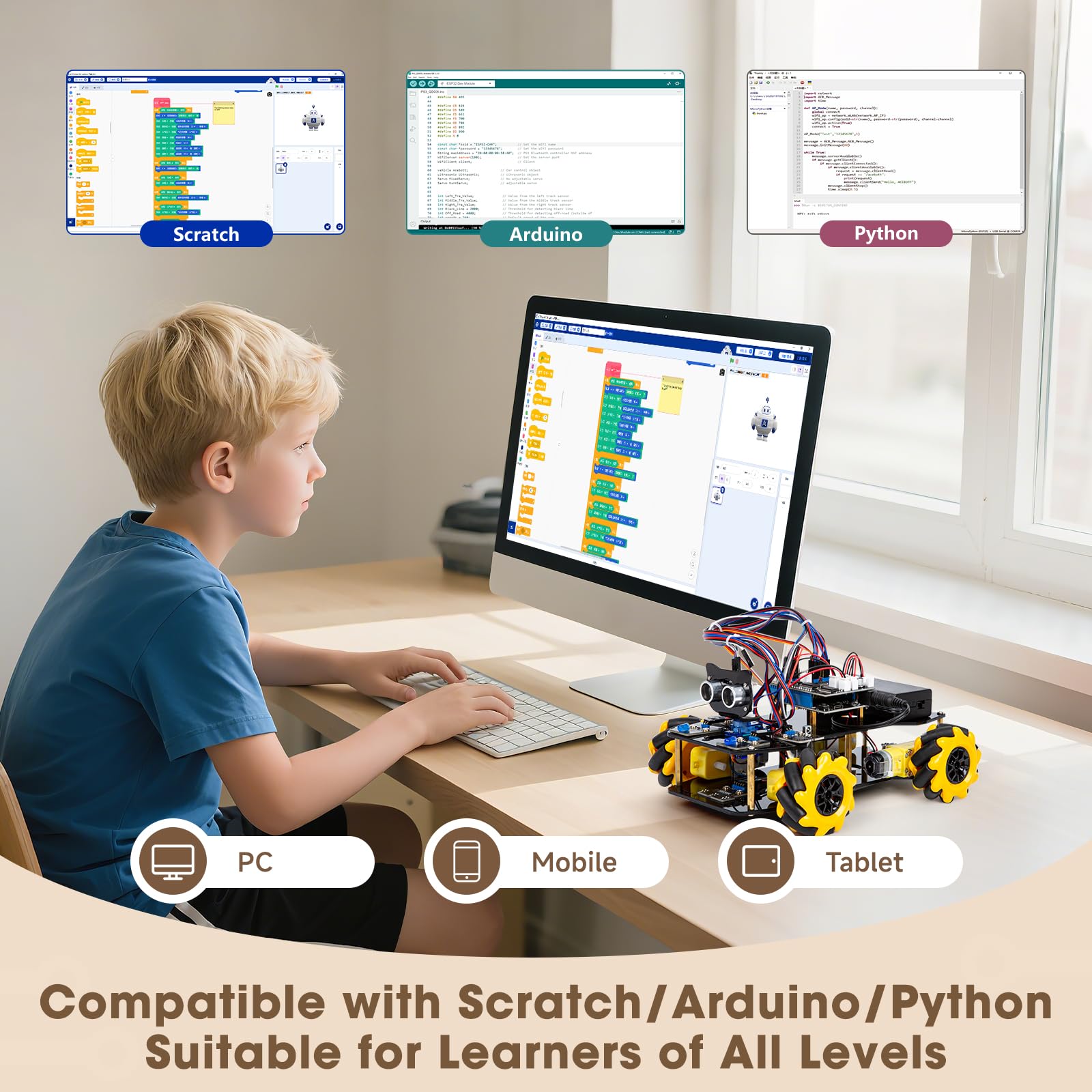 ACEBOTT remote control option allows indoor and outdoor experimentation.