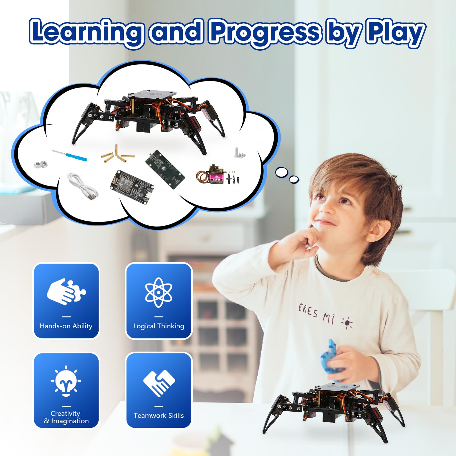 ACEBOTT spider app control showing remote operation for interactive learning