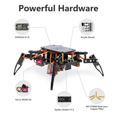 ACEBOTT Spider Robot MG90 servo supports stable, durable movements.