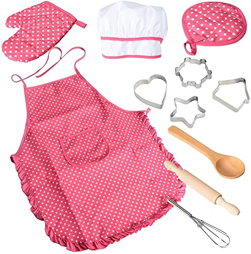 Acekid Rose Red Apron with adjustable straps for comfortable kid wear.