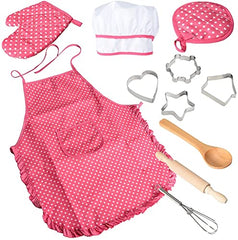 Acekid Rose Red Apron with adjustable straps for comfortable kid wear.
