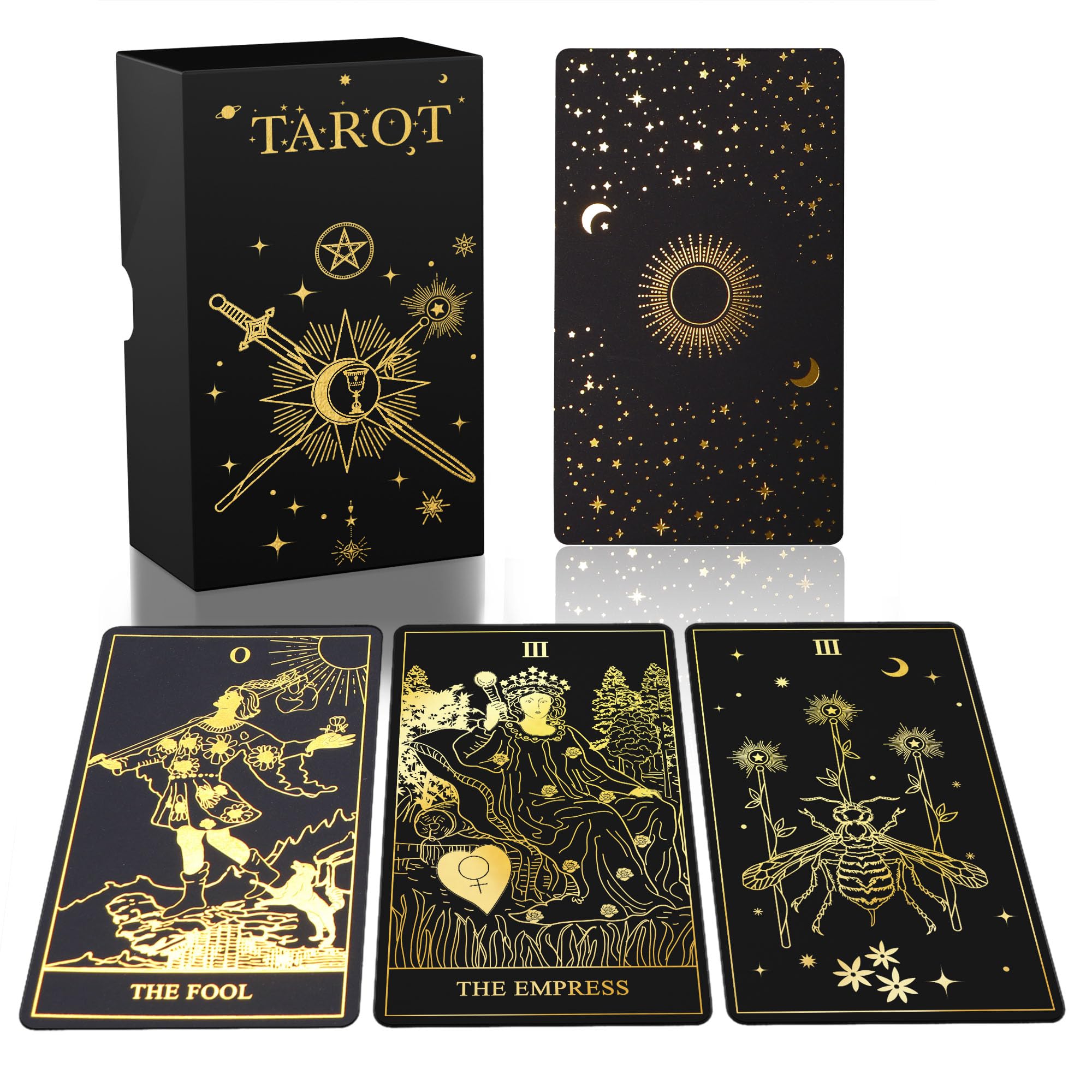 ACELION tarot deck with gold-foil surface, ideal for collectors and beginners to explore symbolism.