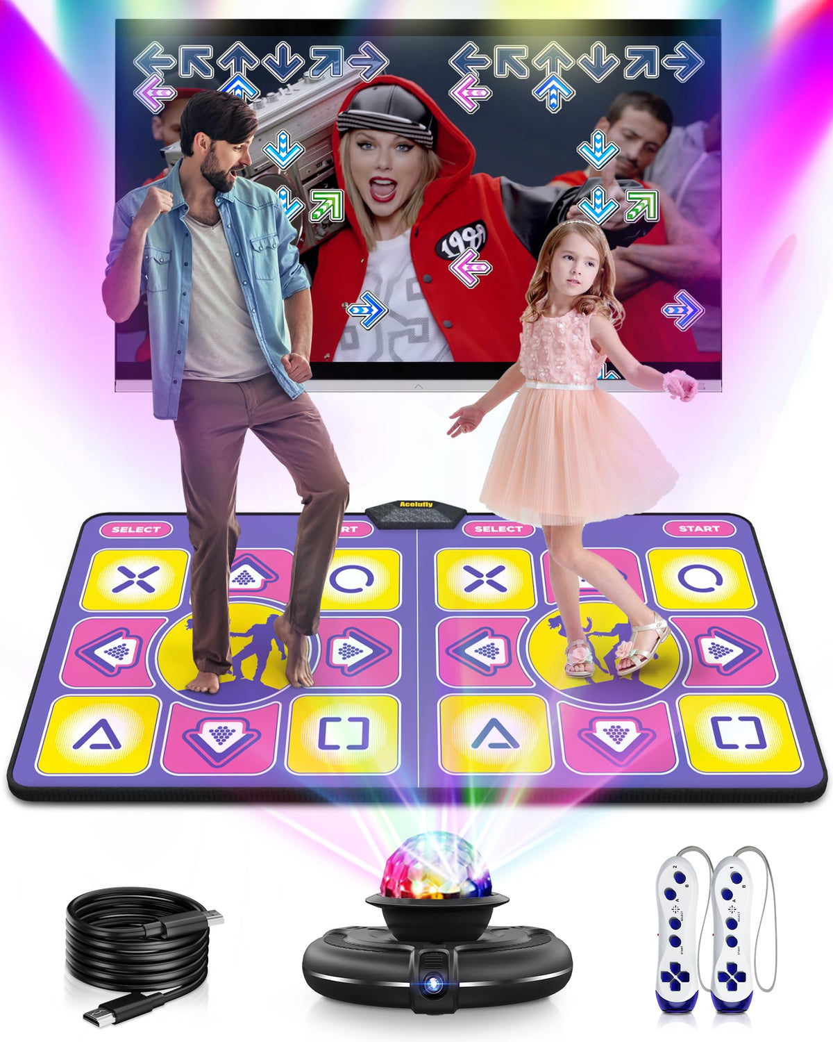 Acelufly dance mat front view promotes indoor family fitness