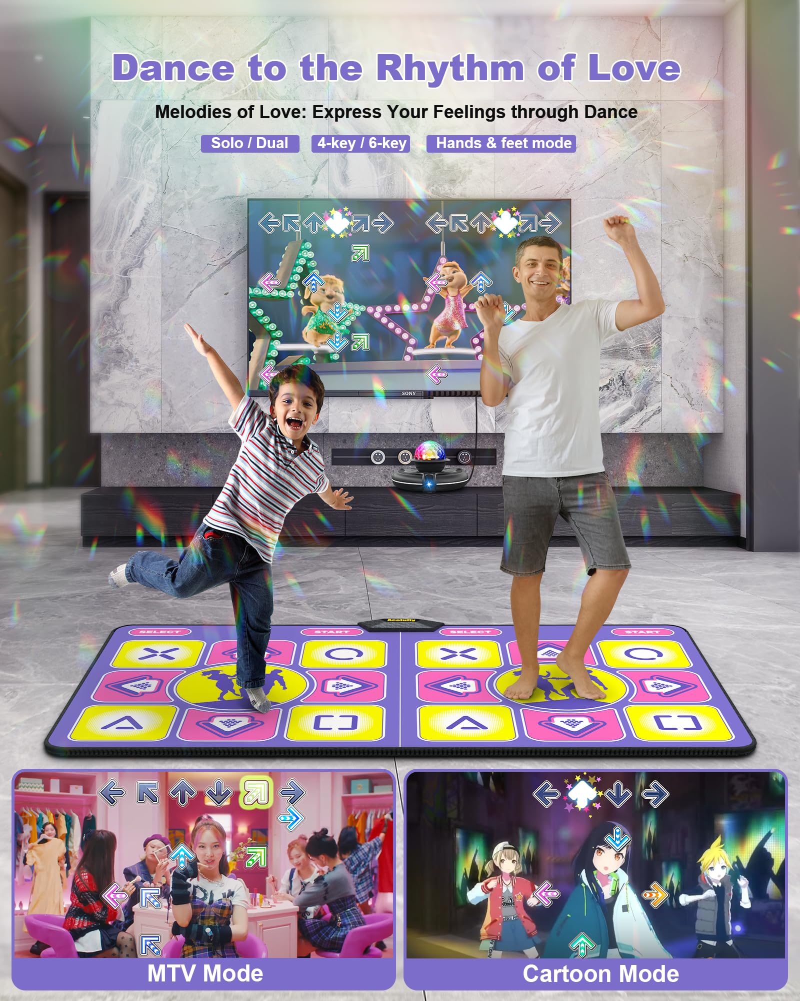 Acelufly Dance Mat non-slip surface provides stable footing for energetic dancing.