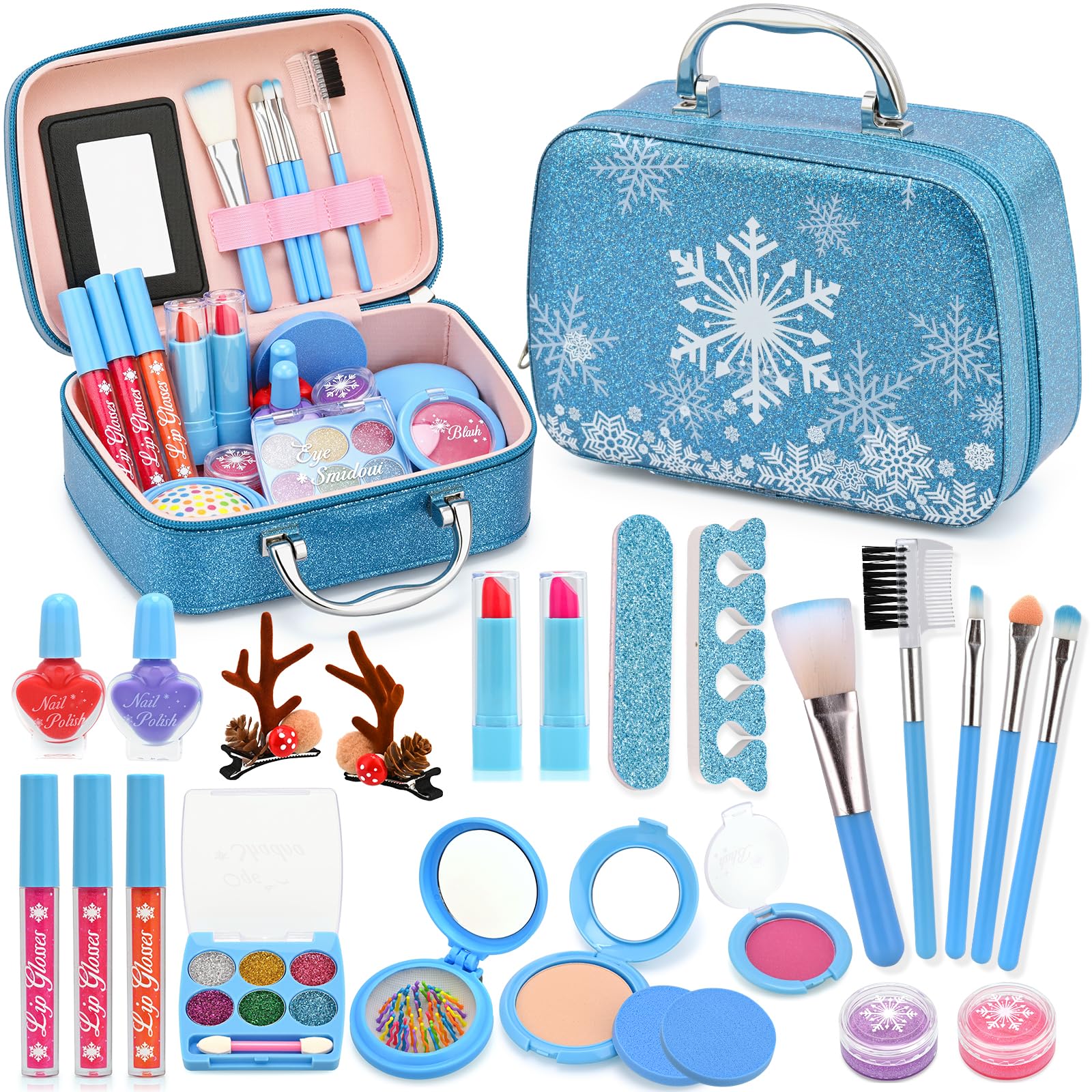 ACGASK real washable makeup case with mirror for on-the-go pretend play