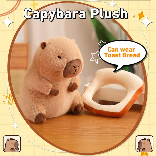 Acgtrick capybara plush with removable bread for playful dress-up.