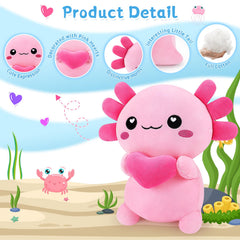 Achwishap axolotl plush pink heart design adds charm to decor and hugs