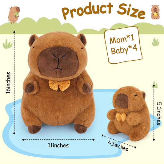 Achwishap Capybara Baby 6-inch 1 with siblings for cute on-the-go companions