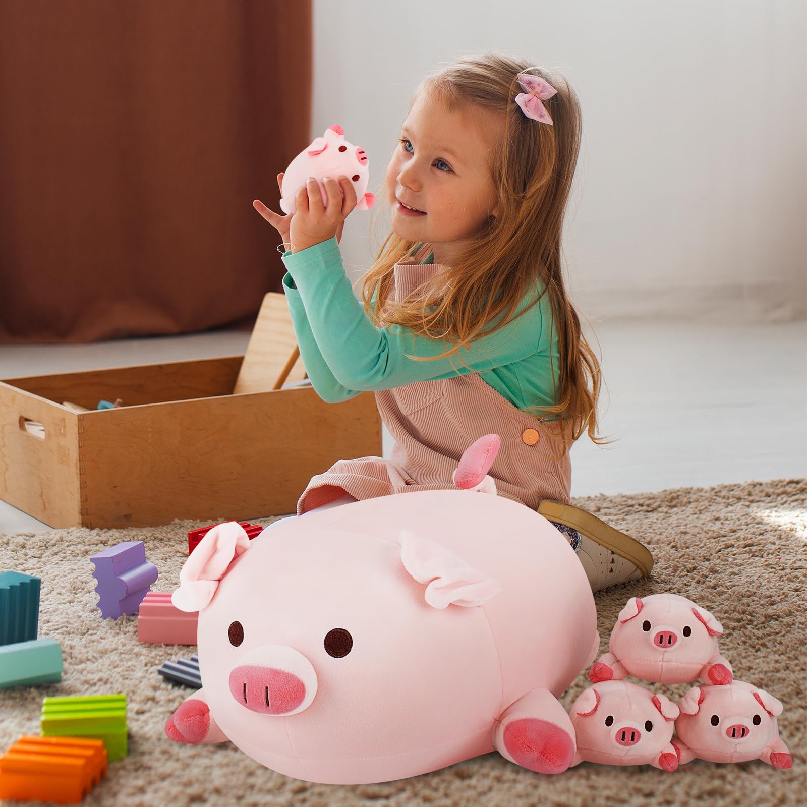 Achwishap pig babies plush close-up, soft texture inviting for hugs.