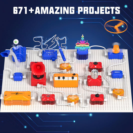 ACIKETO 47-parts circuit kit spread out for creative projects