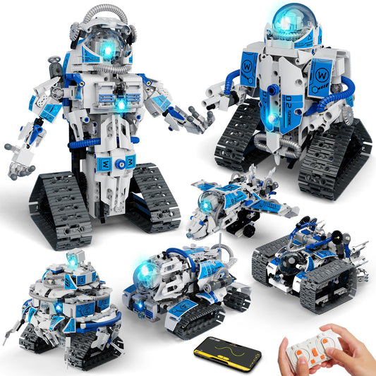ACIKETO 6-in-1 Space Robot image highlights space-themed STEM play and creative building.