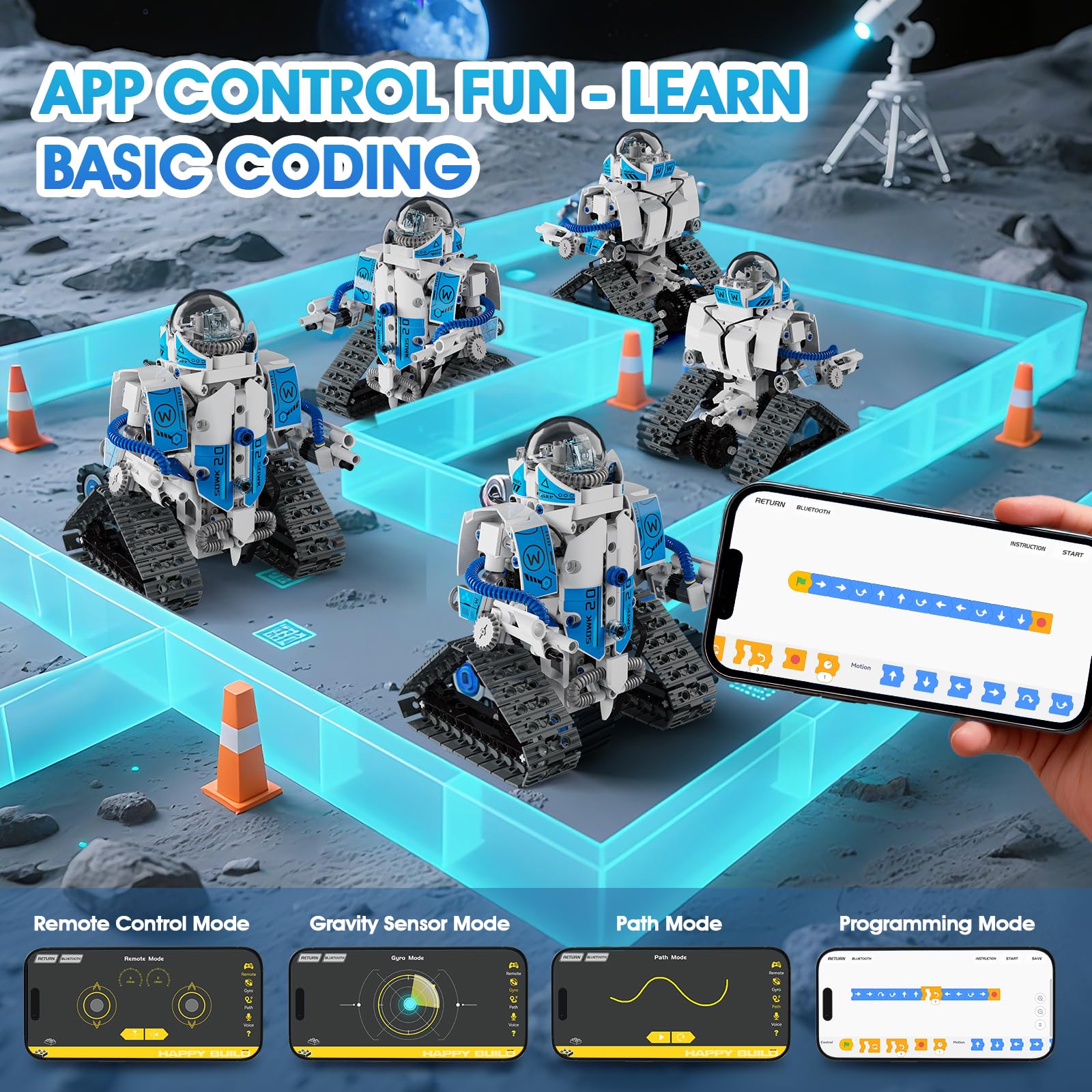 ACIKETO 6-in-1 Tracked Vehicle image captures rugged design for tactile building.