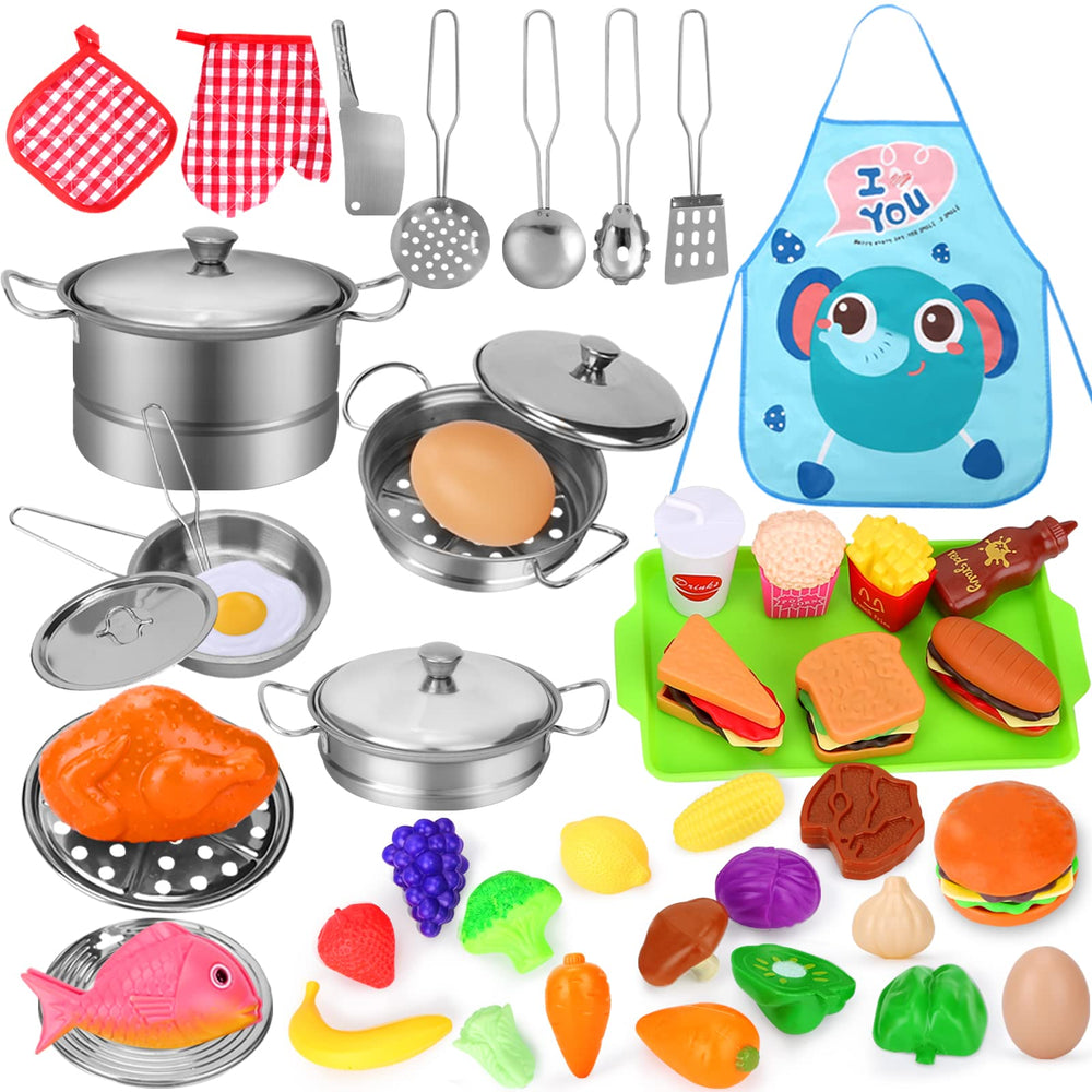 Acksonse play food sets 46pcs for imaginative kitchen play.