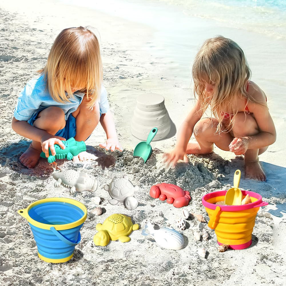 Aclarastra foldable sand toys simplify packing and travel to the beach.