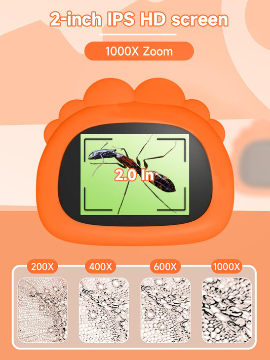 Acoath 1000X magnification lets kids observe tiny details up close.