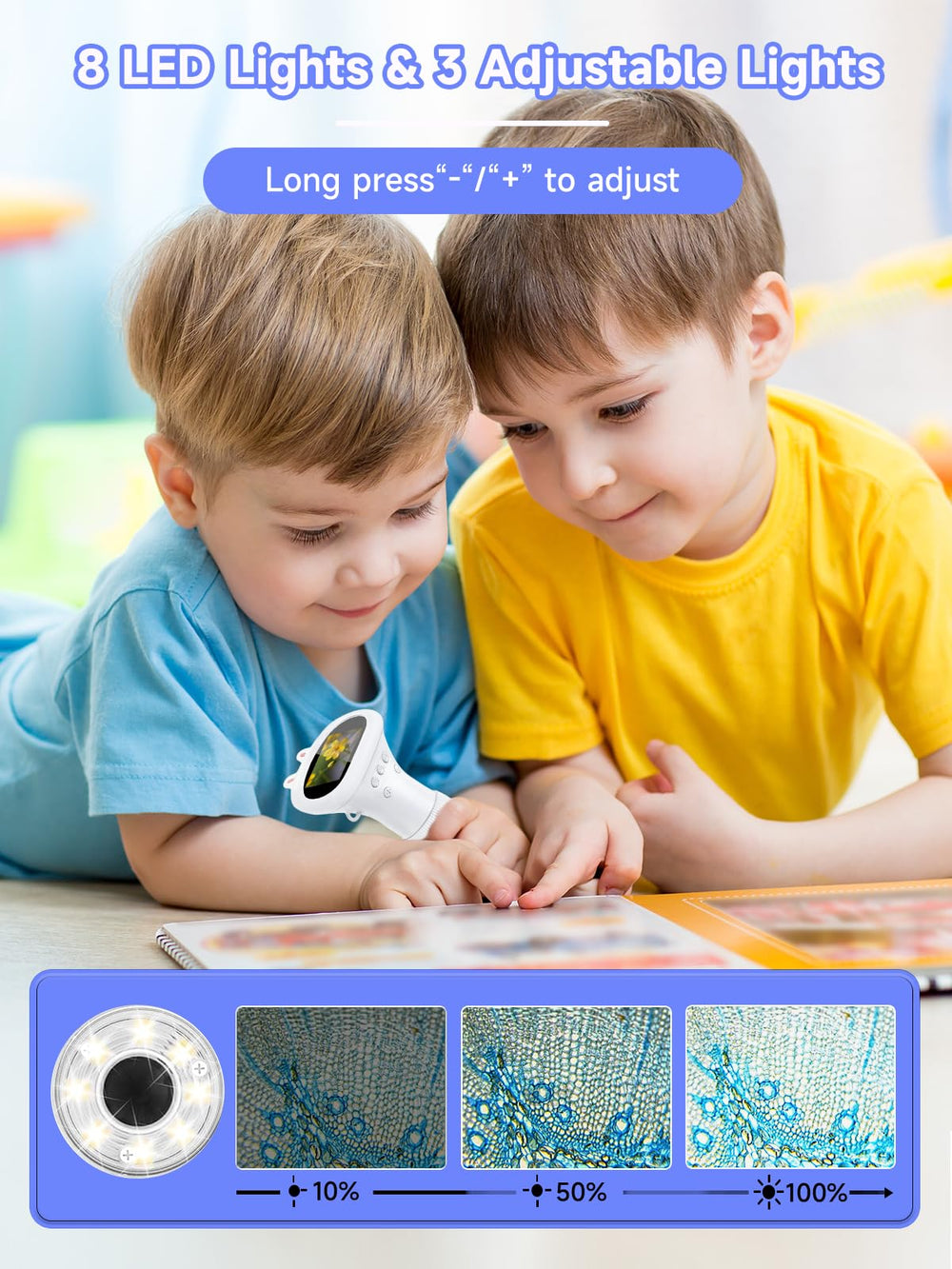 Acoath child-friendly microscope demonstrates one-button operation