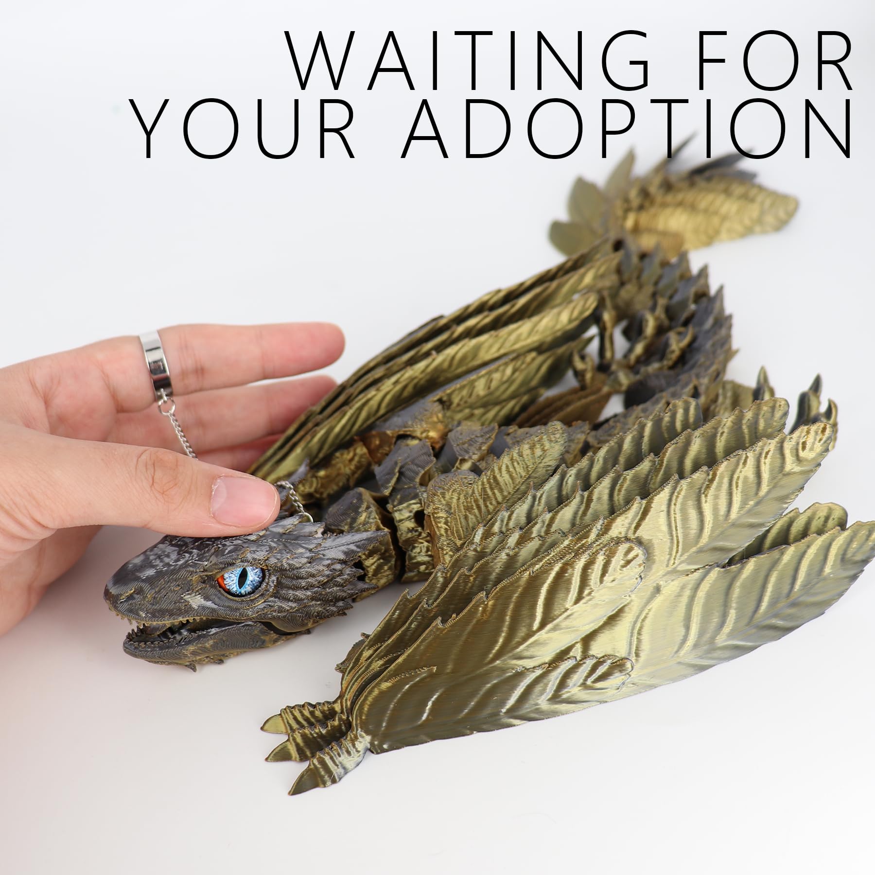 ACCOFE handcrafted 3D printed dragon with articulated joints for posing.