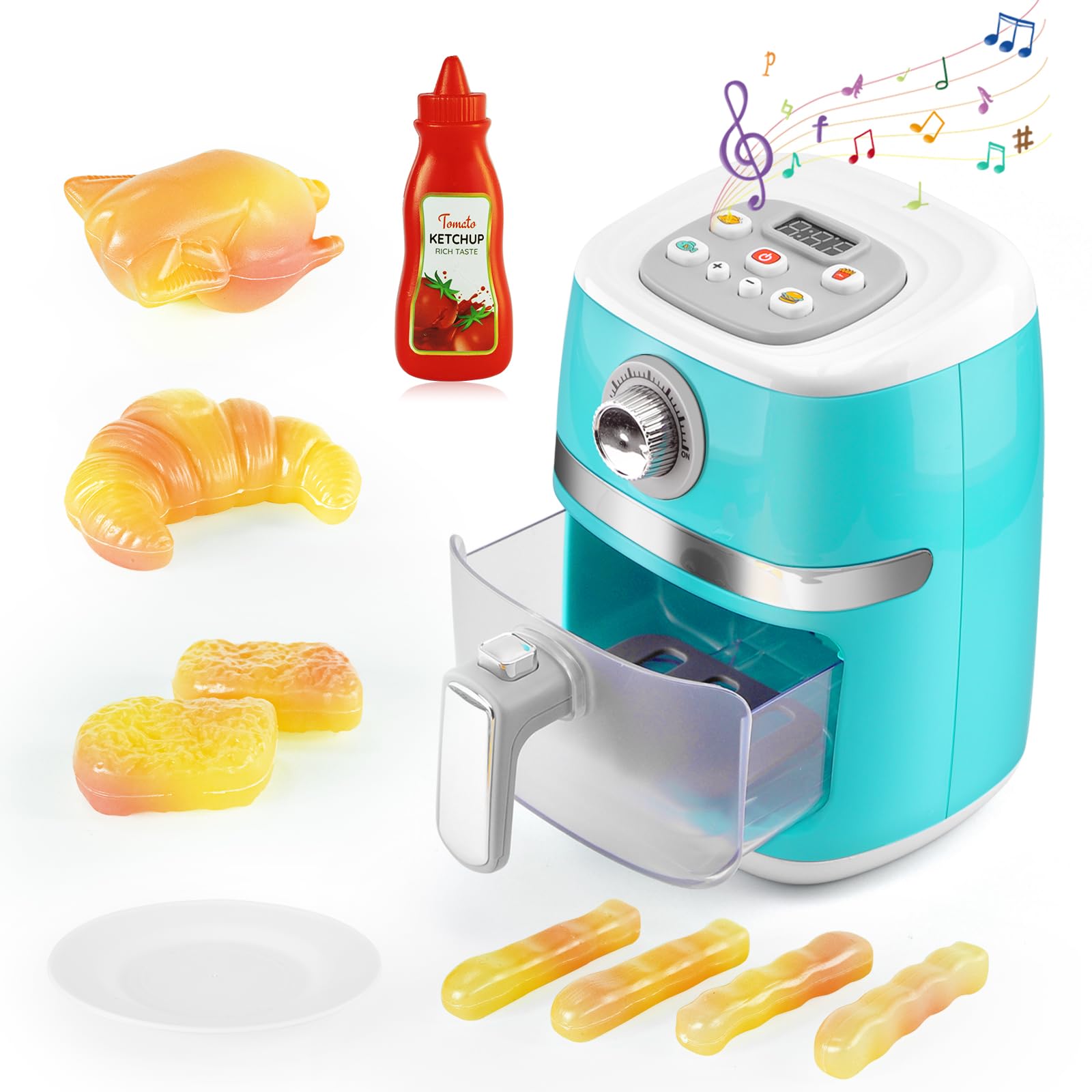 ACROFEK air fryer toy with sound and lighting for immersive pretend cooking