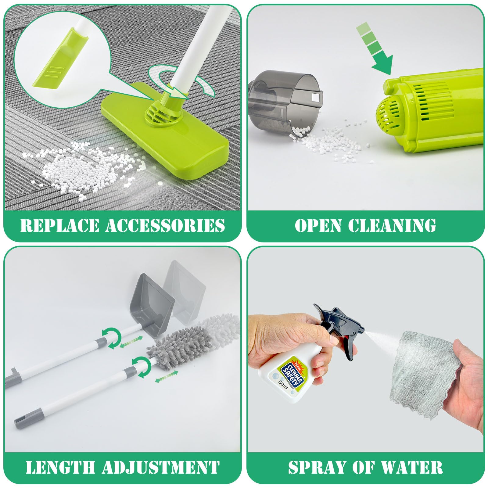 ACROFEK toddler cleaning set broom supports tidy habits through pretend sweeping.