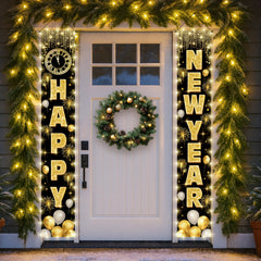 Actilize Happy New Year banner 72x12 left view with glow for inviting doorway.