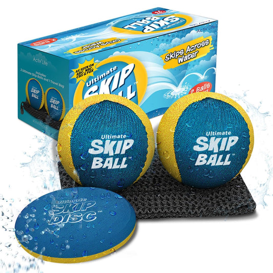 Activ Life Ultimate Skip Ball beach shot shows family fun by the shore for sunny days.