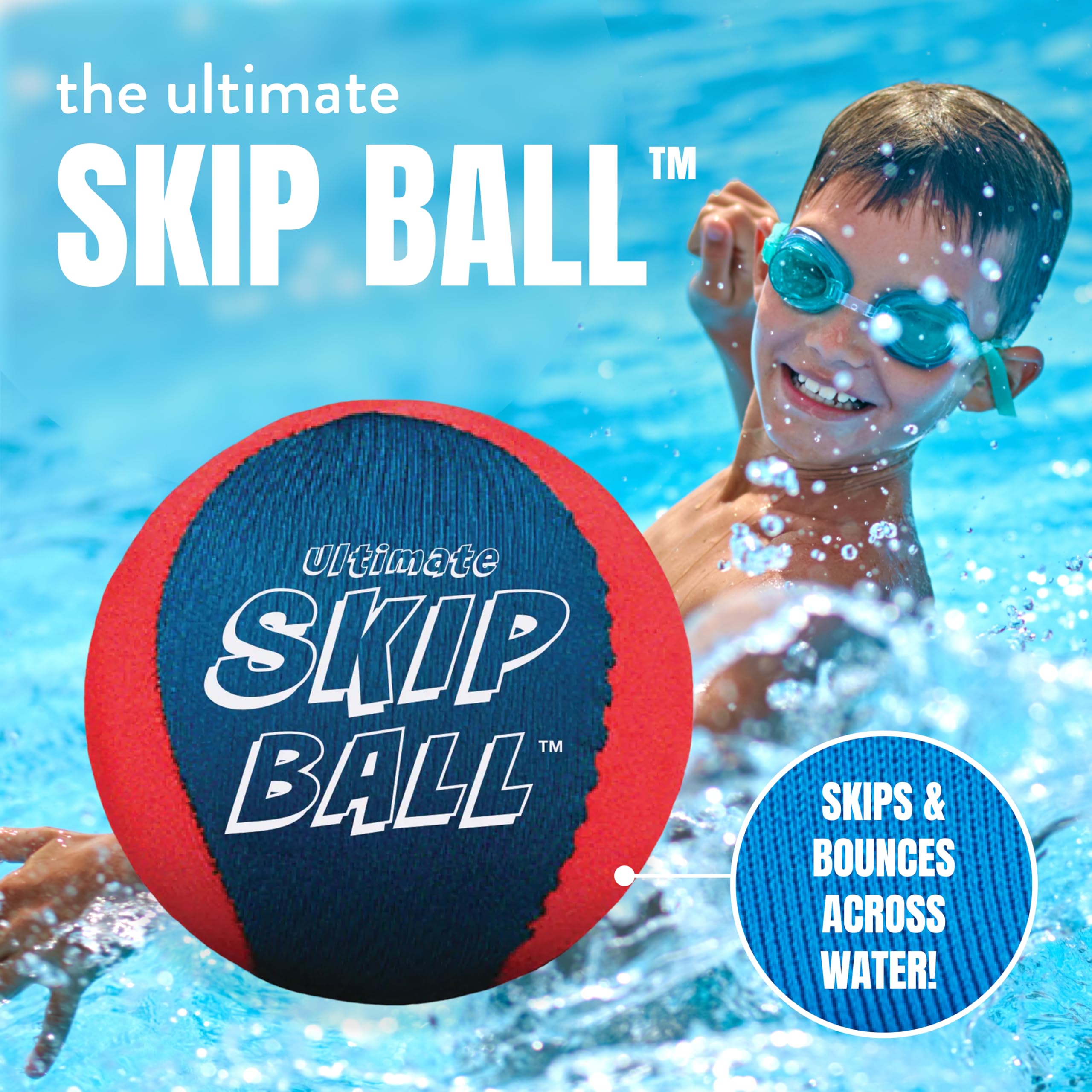 Close-up of Activ Life Ultimate Skip Ball bouncing on water in action
