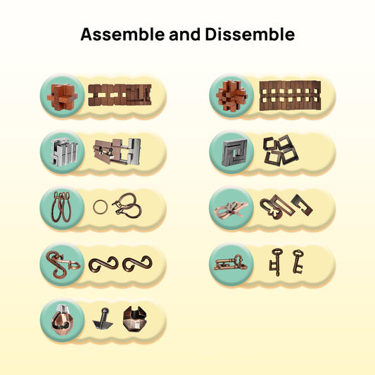 ActPo wooden brain teaser puzzles—portable, travel-friendly entertainment for all ages.