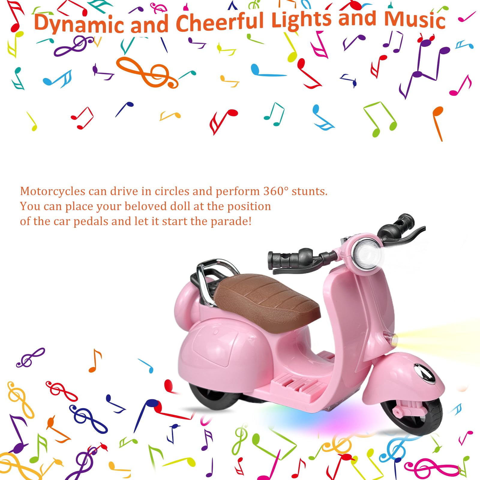 Adehevio doll scooter battery installation under seat keeps setup simple.