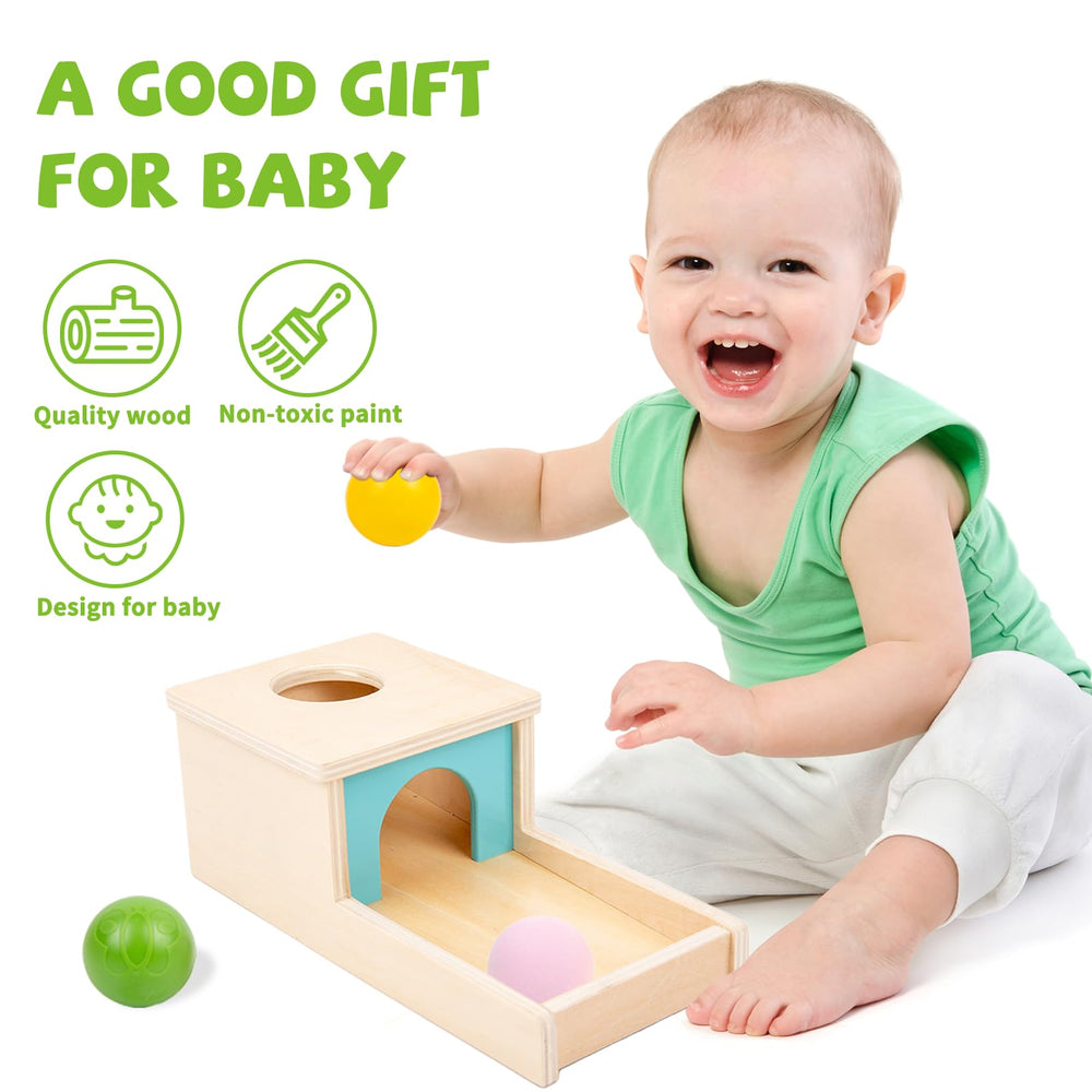 Adena Montessori yellow wooden ball supports tactile sensory exploration.
