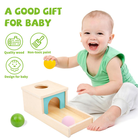 Adena Montessori yellow wooden ball supports tactile sensory exploration.