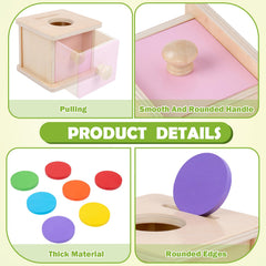 Adena Montessori coin box basswood construction with non-toxic paint ensures smooth surfaces.