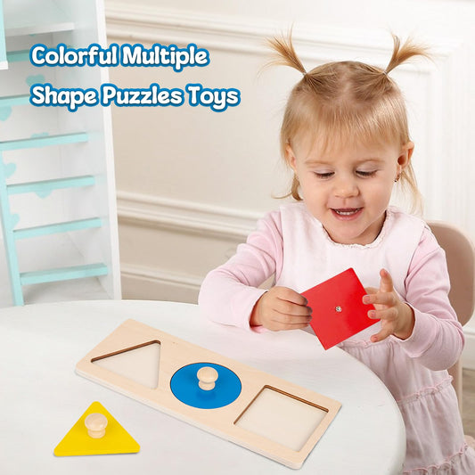 Adena Montessori color puzzle board with orange shapes for shape matching