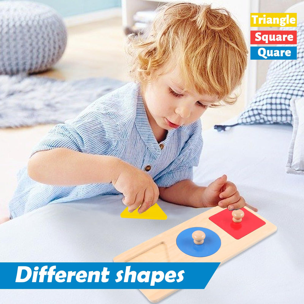Adena Montessori color puzzle board with yellow shapes for visual discrimination