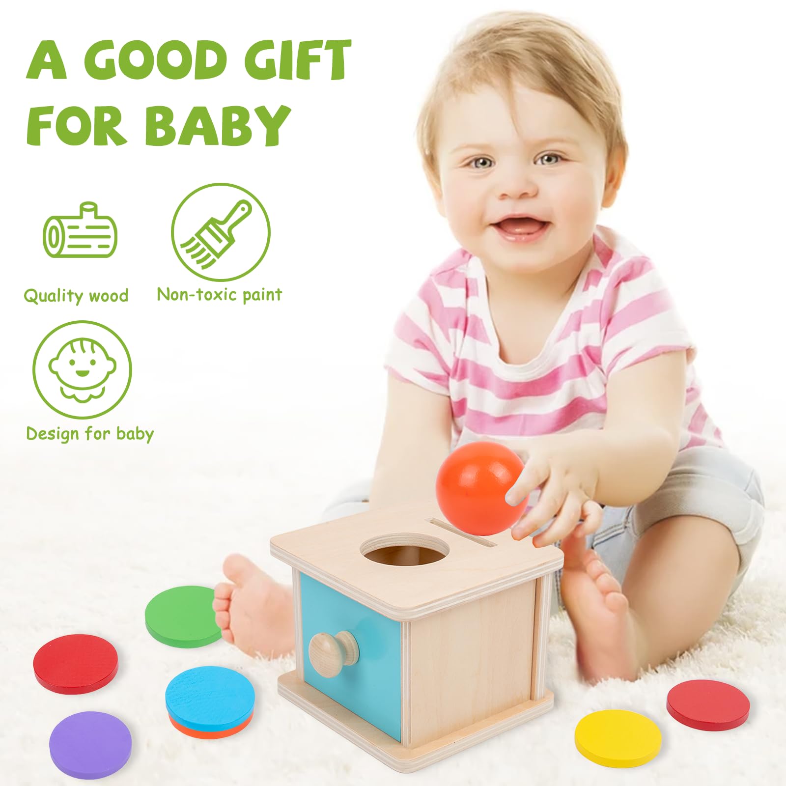 Adena Montessori compact toy with small drawer simplifies post-play storage.