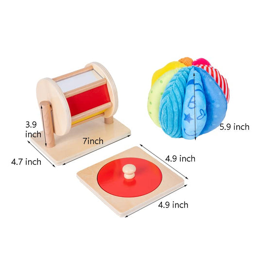 Adena Montessori medium spinning drum encourages visual tracking and tactile exploration.