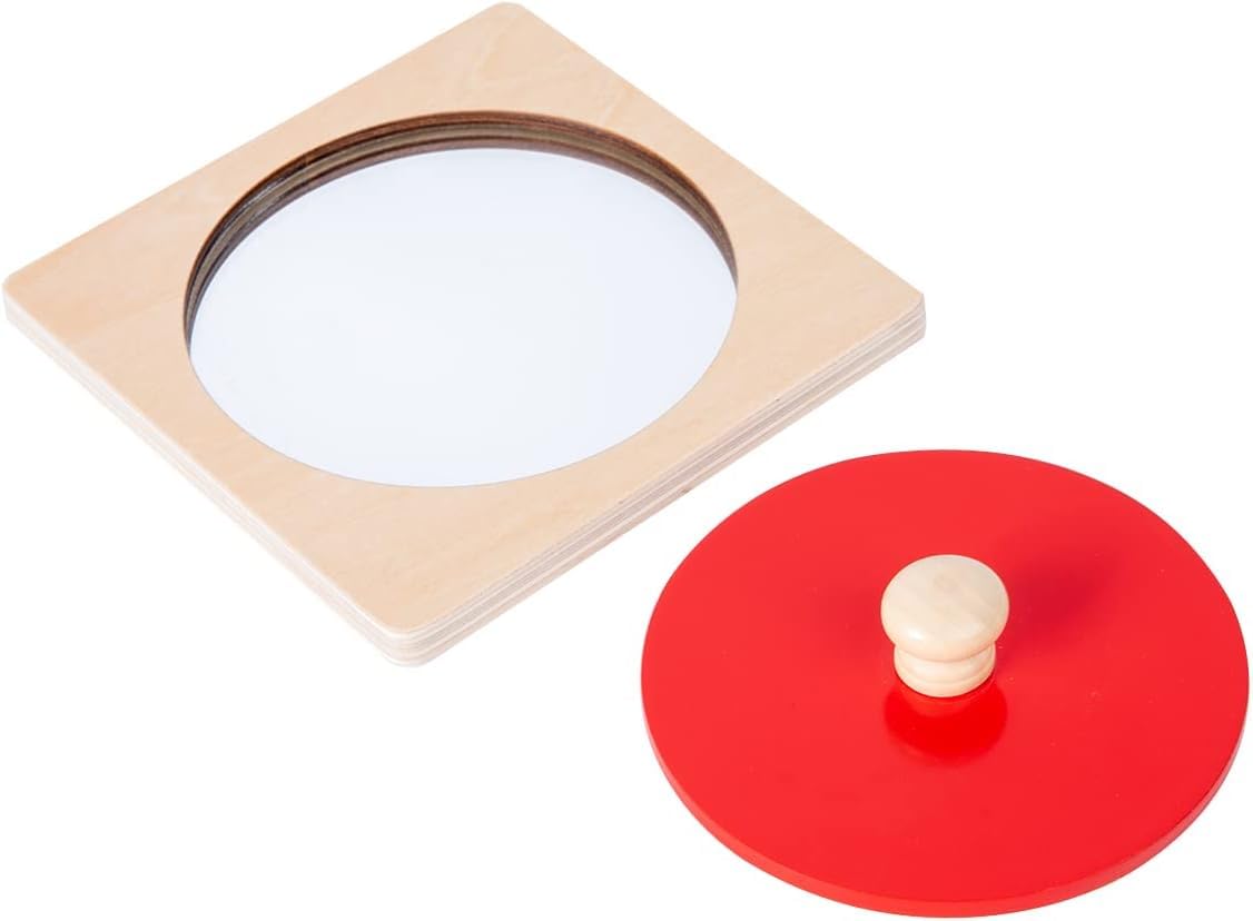 Adena Montessori mirror peekaboo knob puzzle with reflective surprises for toddlers