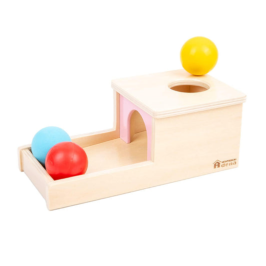 Adena Montessori object permanence box with pink door encourages early exploration and focus.