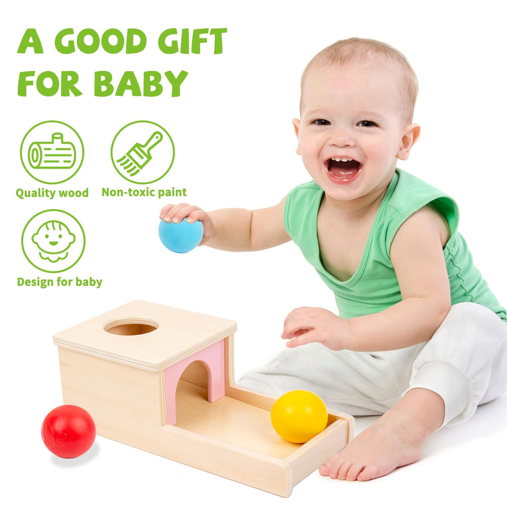 Adena Montessori object permanence box tray supports coordinated hand movements during play.