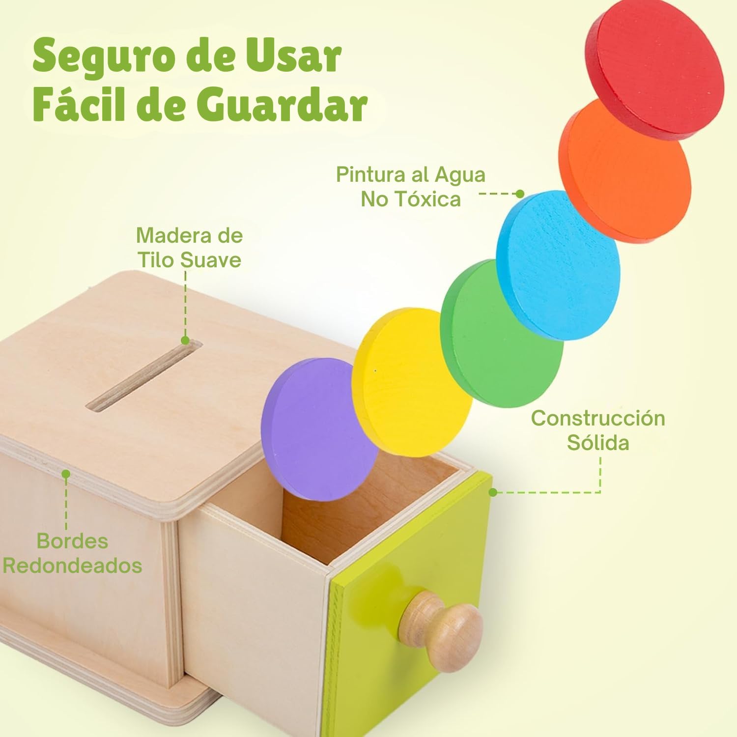 Adena Montessori wooden discs color sorter supports hand-eye coordination.
