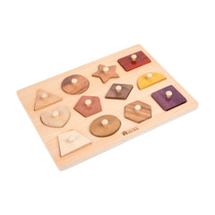 Adena Montessori wooden puzzles with 12 shapes for toddlers to explore shapes and textures
