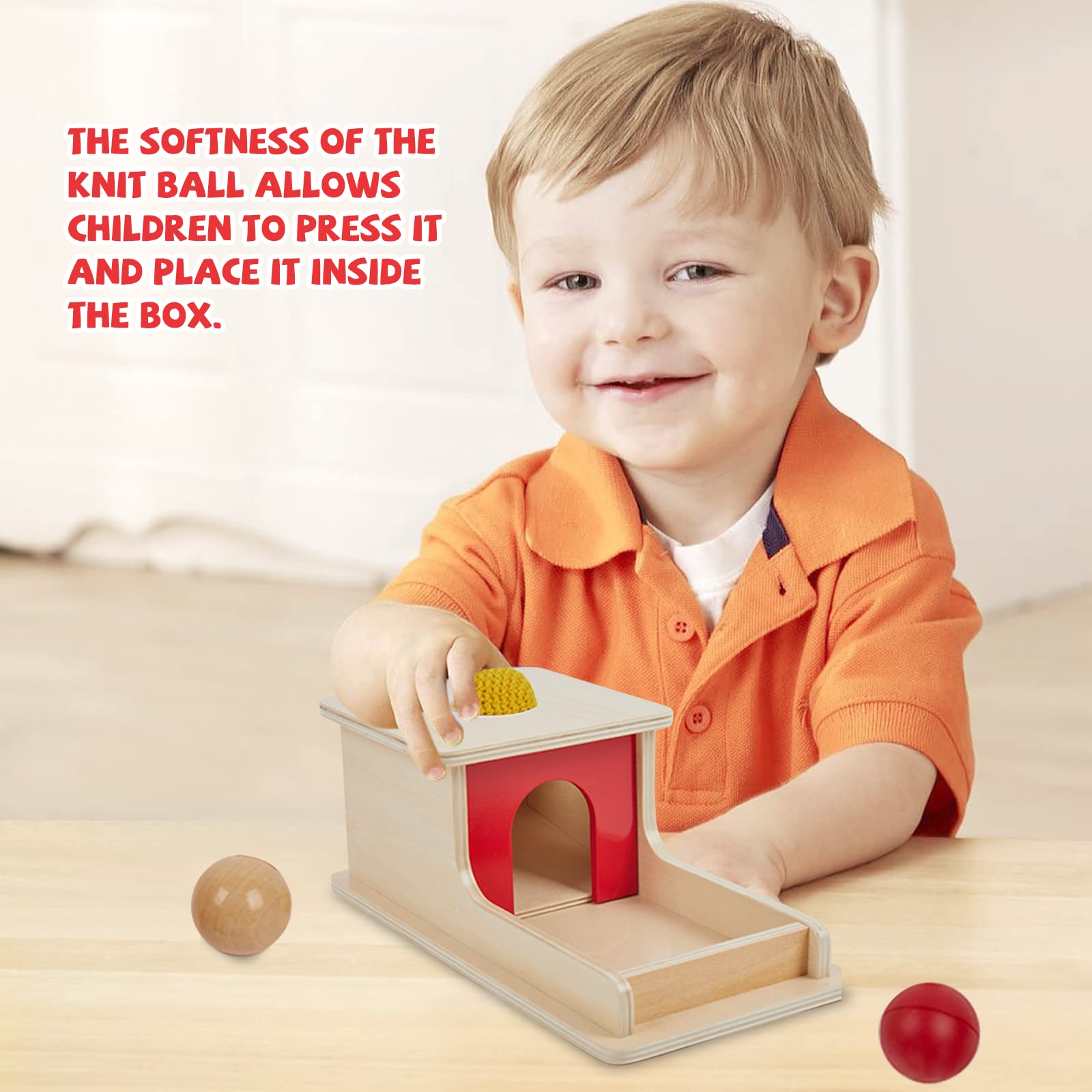 Adena Montessori yellow knitted ball offers soft textures for safe squeezing.
