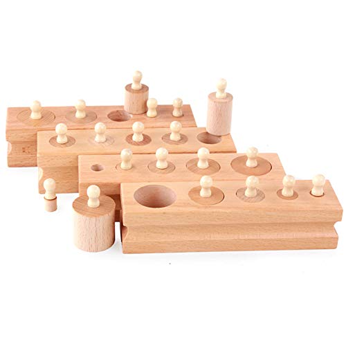 Adena Montessori small cylinder block set helps kids explore size differentiation and fine motor skills.