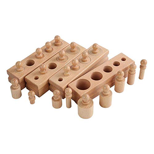 Adena Montessori wooden cylinders ladder blocks support early math and problem-solving skills.