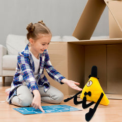Adenzai Bill Cipher plush used by kids as comforting night companion.