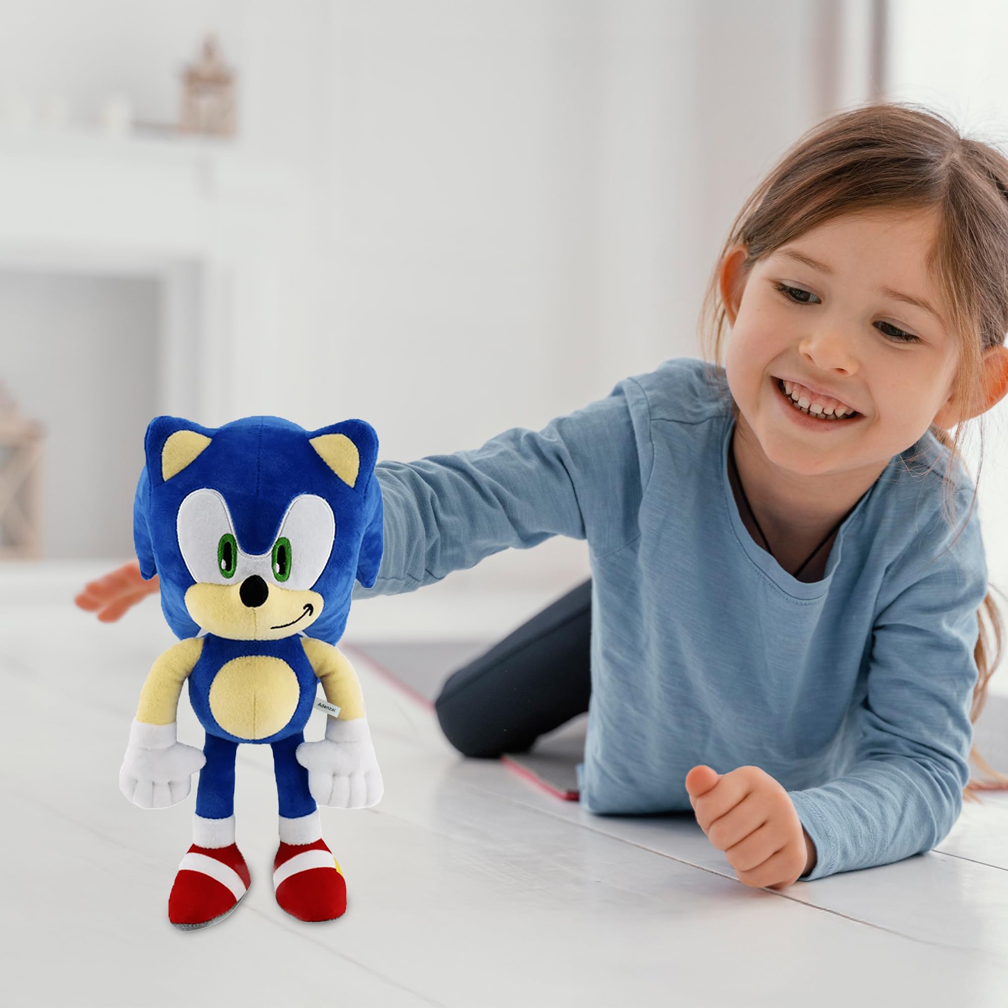 Adenzai blue plush toy displayed as a decorative kids room accent