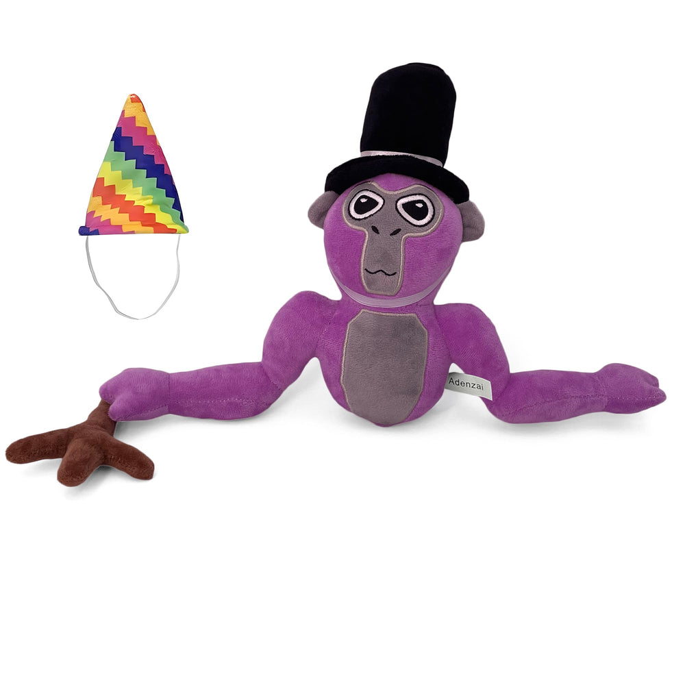 Adenzai Monkey Plush purple, 11-inch height, ideal for cozy hugs and playtime.