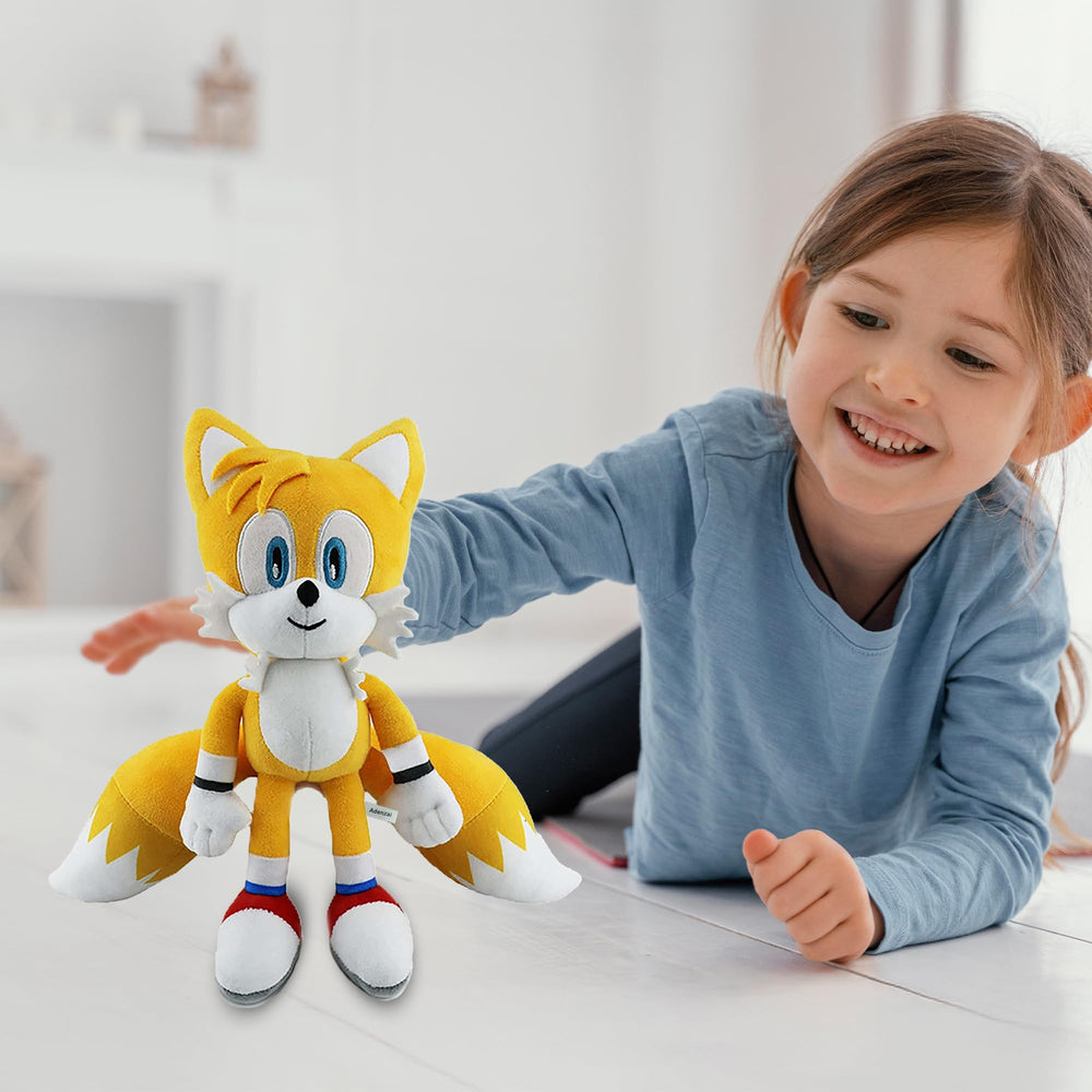 Adenzai plush toy 12in yellow with kids, perfect for imaginative play.