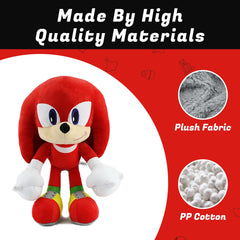 Adenzai red plush toy face detail shows friendly smile for imaginations.